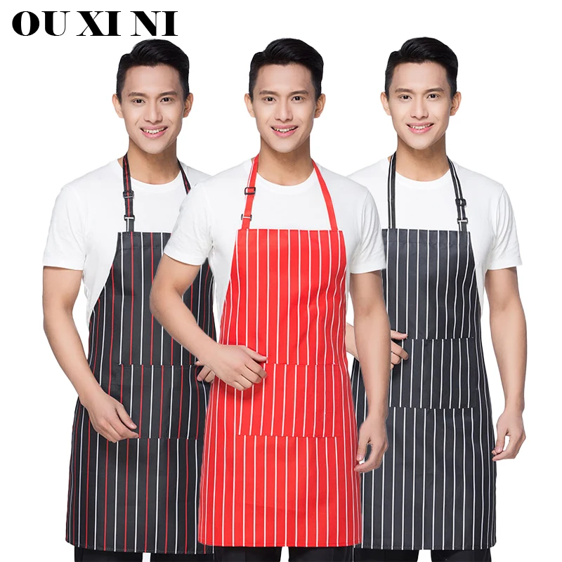 Top Trends: Kitchen Cooking Apron Chef Halterneck Apron With 2 Pockets Catering Sleeveless Aprons Men Woman BBQ Waiter Printing Apron Shoppable Styles