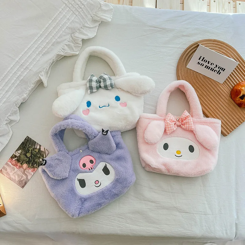 Top Trends: Sanrio Cartoons Plush Handbag Hello Kitty Melody Kulomi Portable Small Shoulder Bags Cute Girls Stuffed Messenger Bag Gifts Shoppable Styles