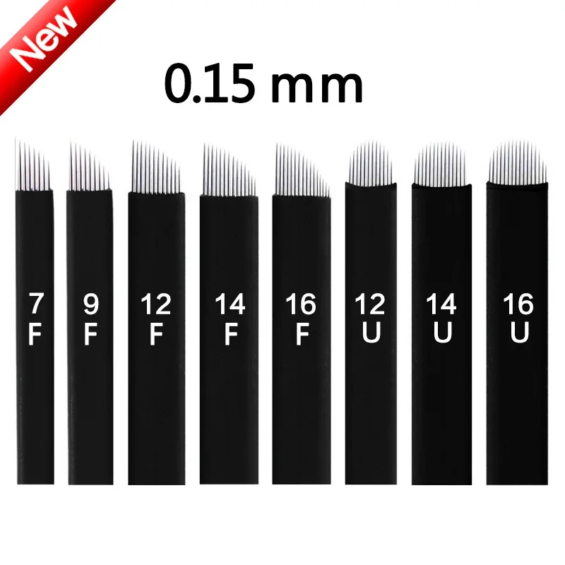 Top Trends: 0.15mm 50Pcs Laminas Nano Tebori Microblading Black 12 / 14 / 16 / 18 Flex U Shape Tattoo Needles Blade Permanent Makeup Eyebrow Pen Shoppable Styles