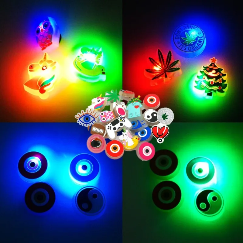 Top Trends: 1pcs Owl Unicorn LED Sandal Accessories Shoe Charms For Clog Stethoscope Clips Jeans Clog Pin Football Gamepad Shoe Decoration Shoppable Styles