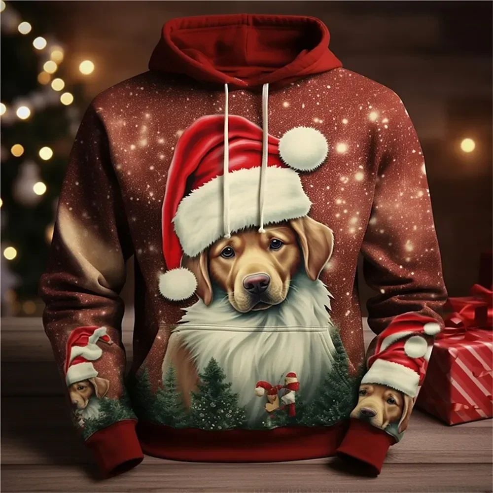 Top Trends: Christmas Hoodies For Men Animal Cats And Dogs 3D Print Long Sleeve Sweatshirt Autumn Winter Men Clothing Holiday Casual Tops Shoppable Styles - Image 4