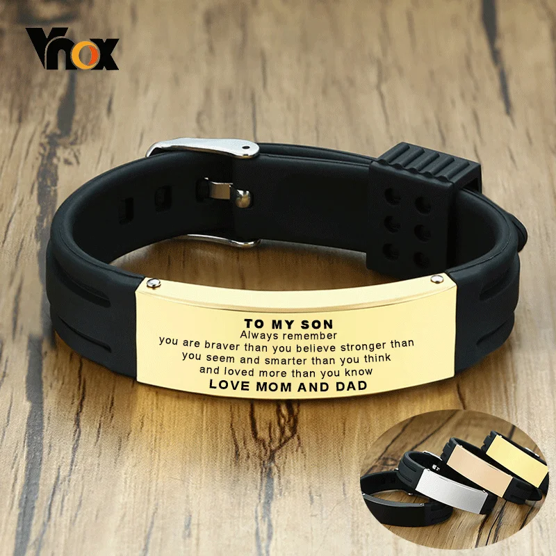 Top Trends: Vnox To My Son Love Mom And Dad Courage Inspirational Wristband Bracelets Custom Personalize Engrave Birthday Gifts Shoppable Styles