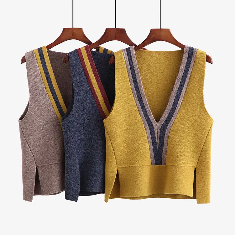 Top Trends: Knitted Vest Women&#039;s Autumn / winter V-neck Fashion Vest Sleeveless Sweater Knitwear Tank Top Shoppable Styles