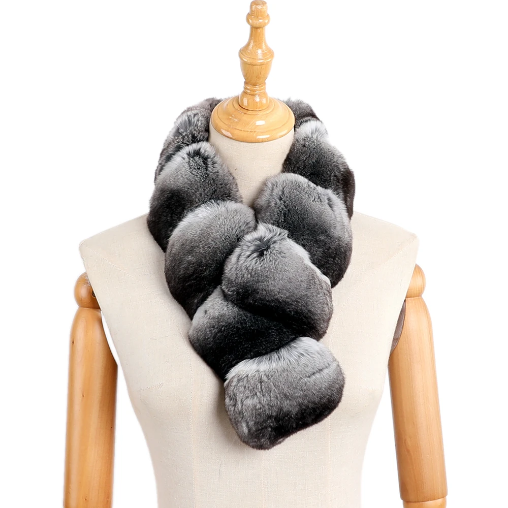 Top Trends: Unisex 100% Real Chinchilla Fur Scarf Scarves Lady Wraps Scarfs Natural Color Extrmely Soft Clips Neck Warmer Neckcheif Shoppable Styles