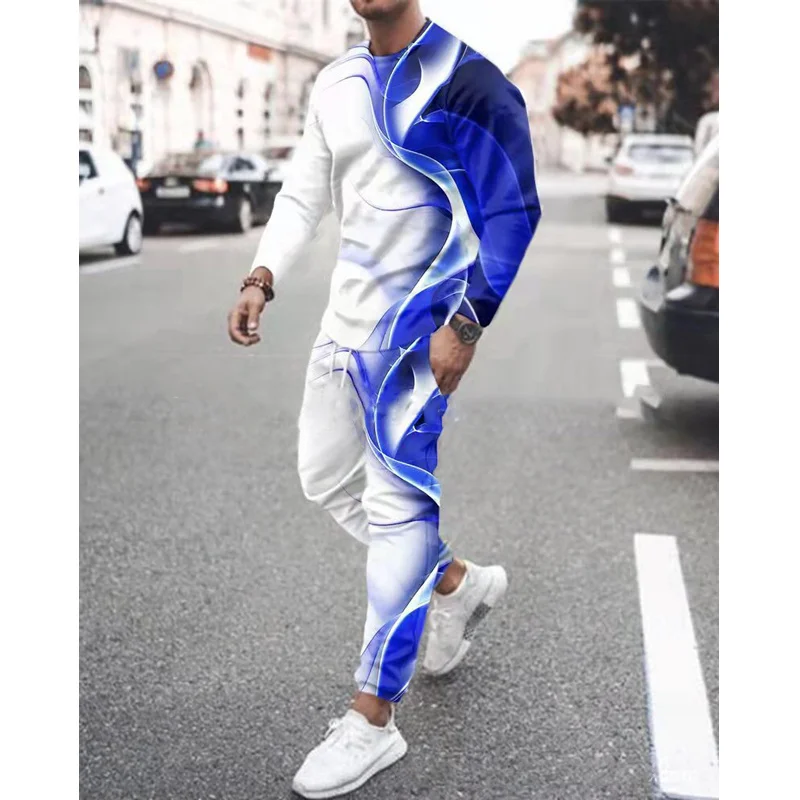 Top Trends: Autumn Men&#039;s Long Sleeve T-shirt Set Sports Pants New 3D Printed Casual Male Clothes Fashion Oversized Tracksuits 2 Piece Suit Shoppable Styles