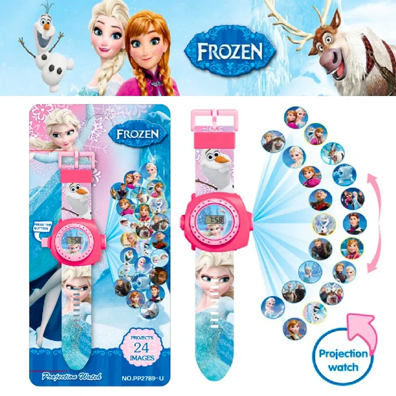 Top Trends: Disney Frozen Mickey Minnie 20 Figure Children&#039;s Cartoon Projection Electronic Watch Snow Princess Boys And Girls Birthday Gifts Shoppable Styles