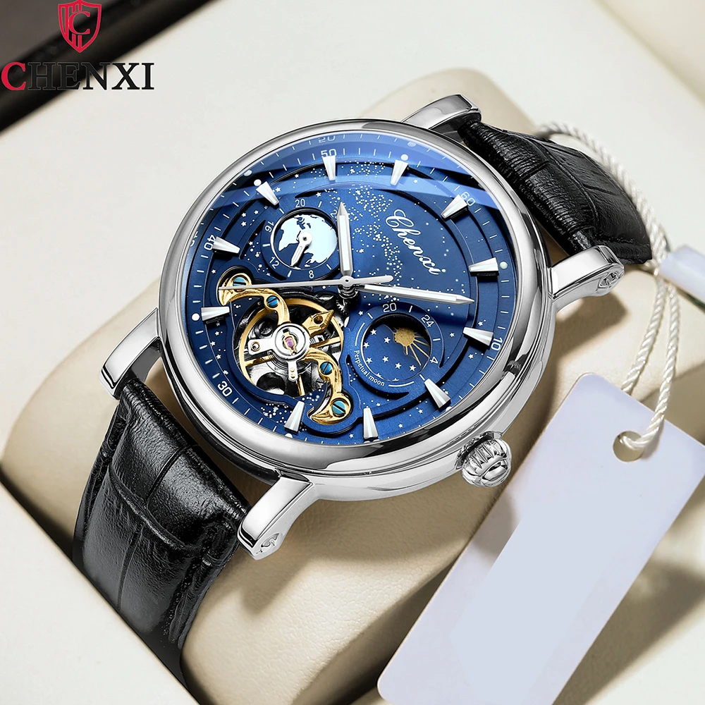 Top Trends: New CHENXI Mechanical Watches Top Brand Luxury Leather Strap Fashion Business Watch For Men Skeleton Automatic Watch Luminous Shoppable Styles