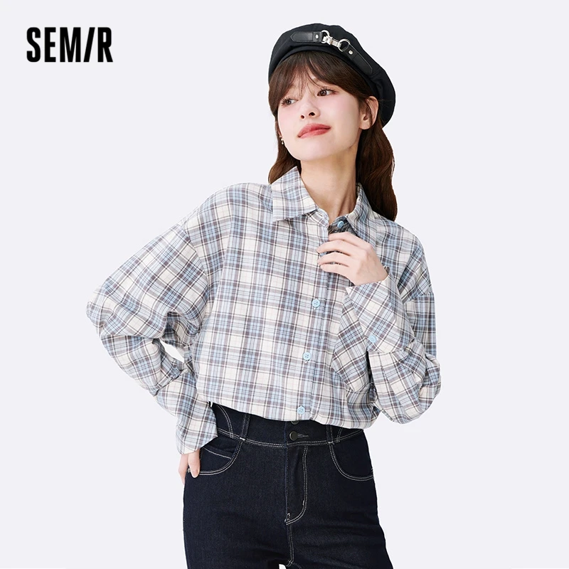 Top Trends: Semir Women Shirt Long-Sleeved Shirt Mid-Length Loose Clothes Casual Trend Autumn Retro Plaid Shirt Shirt For Women Shoppable Styles