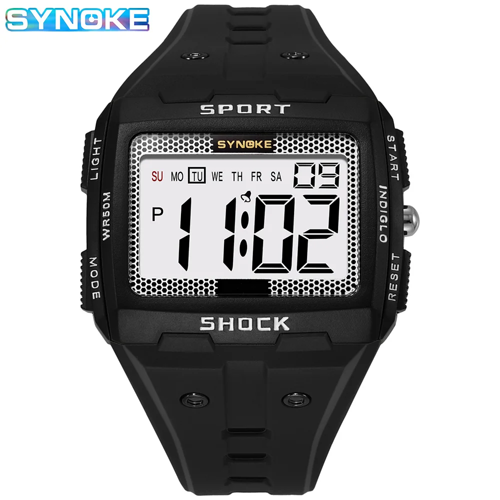 Top Trends: SYNOKE Mens Watch Digital Waterproof 50M Big Screen Numbers Sport Watch Military Army Watches Male Stopwatch Reloj Hombre Shoppable Styles