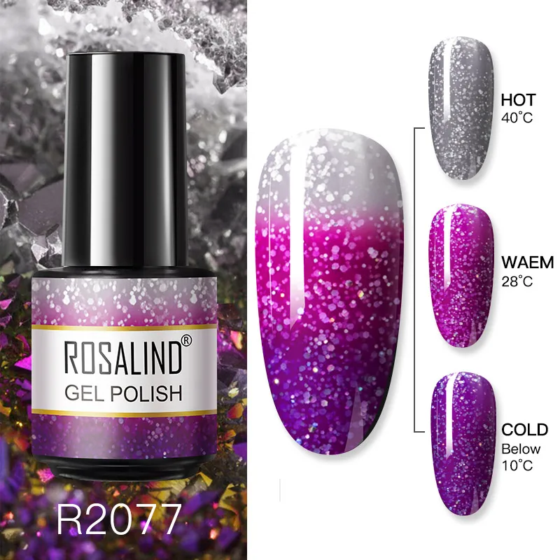 Top Trends: ROSALIND UV Thermal Nail Polish Glitter Sequins Effect Color Change Gel Varnis All For Manicure Nails Art Semi Permanent Gellak Shoppable Styles