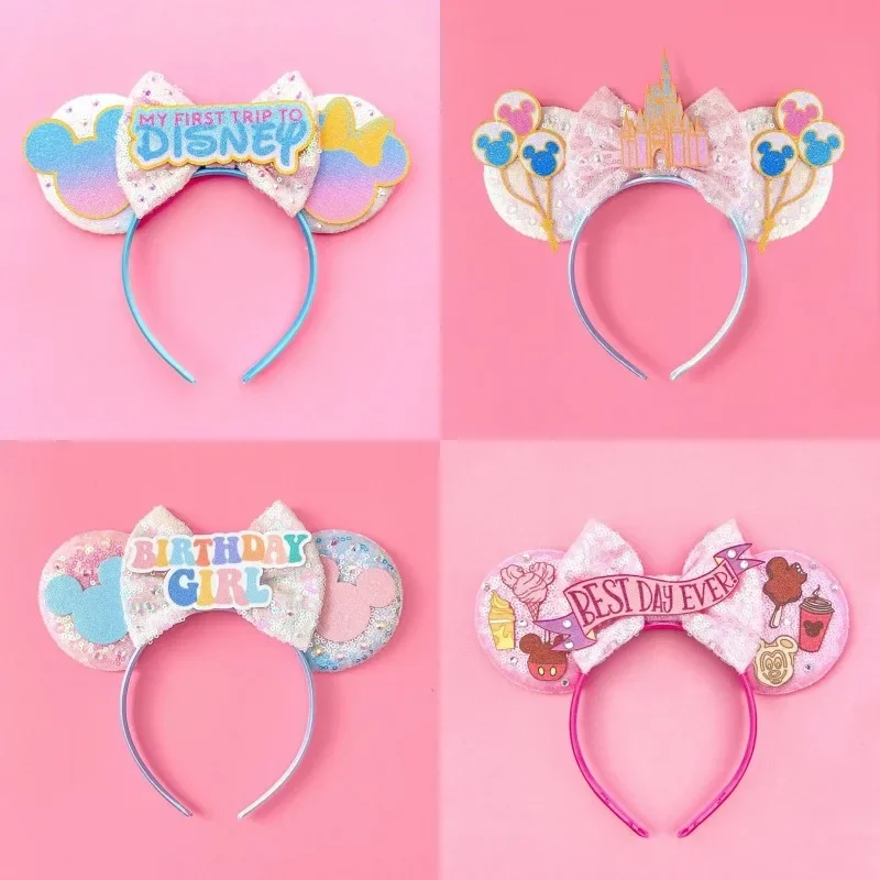 Top Trends: Cute Mickey Ears Headbands Girls Carnival Minnin Mouse Hairband For Women Sequins Bow Headwear Kids Disney Hair Accessories Gift Shoppable Styles - Image 2