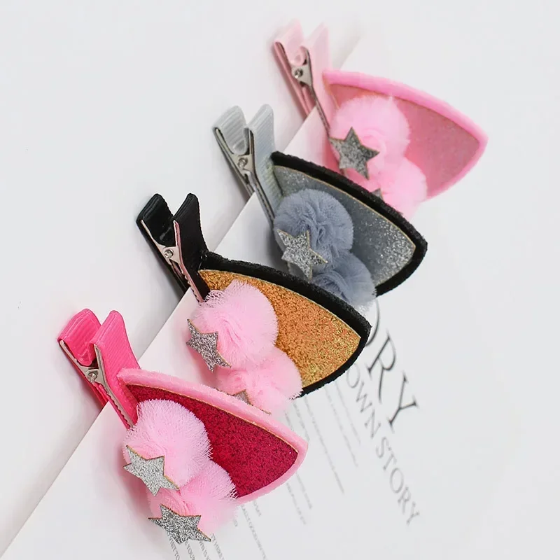 Top Trends: 2Pcs Cute Cat Ear Hair Clips For Girls Glitter Rainbow Felt Fabric Flower Hairpins Barrettes Kids Headwear Baby Hair Accessories Shoppable Styles - Image 5