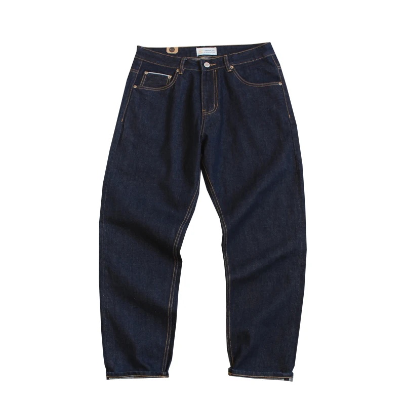 Top Trends: Red Cloth Jeans Men's Heavy Washed Small Straight Japanese Retro Dark Tough Denim Trousers Shoppable Styles