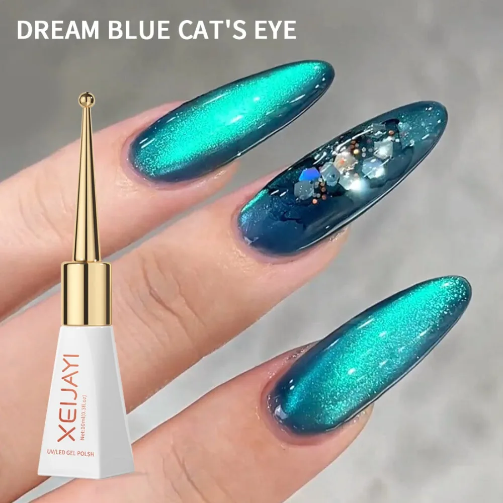 Top Trends: XEIJAYI 10ML Blue Magnetic Gel Reflective Glitter Ceramic Cat&#039;s Eye Nail Polish Soak Uv Permanent Seedling Varnish Nail Art Shoppable Styles