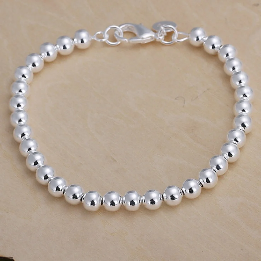 Top Trends: 925 Sterling Silver Bracelets Fashion Jewelry Charm Women Chain Lady Wedding 6MM Beads Factory Price Free Shipping Shoppable Styles