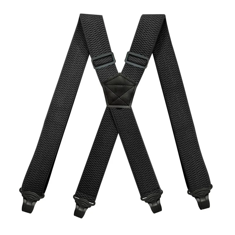 Top Trends: Heavy Duty Work Suspenders For Men 3.8cm Wide X-Back With 4 Plastic Gripper Clasps Adjustable Elastic Trouser Pants Braces-Black Shoppable Styles