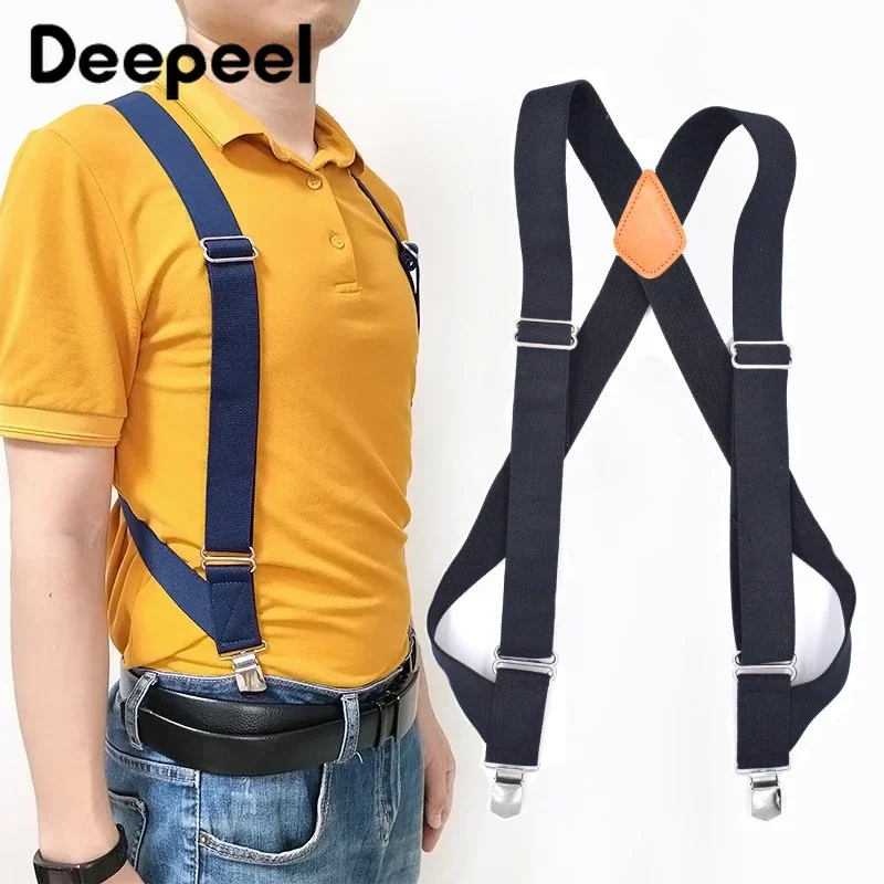 Top Trends: 1Pc 3.5X125cm Mens Suspenders 2 Clips Adult Suspender X-Type Male Jockstrap Elastic Adjustable Work Braces Jeans Strap Shoppable Styles