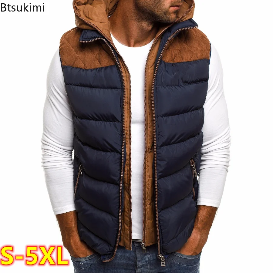 Top Trends: Autumn Winter Men&#039;s Down Vest Casual Waistcoat Sleeveless Jackets Male Hooded Vest Outwear Warm Coat Zipper Hooded Jacket Vest Shoppable Styles