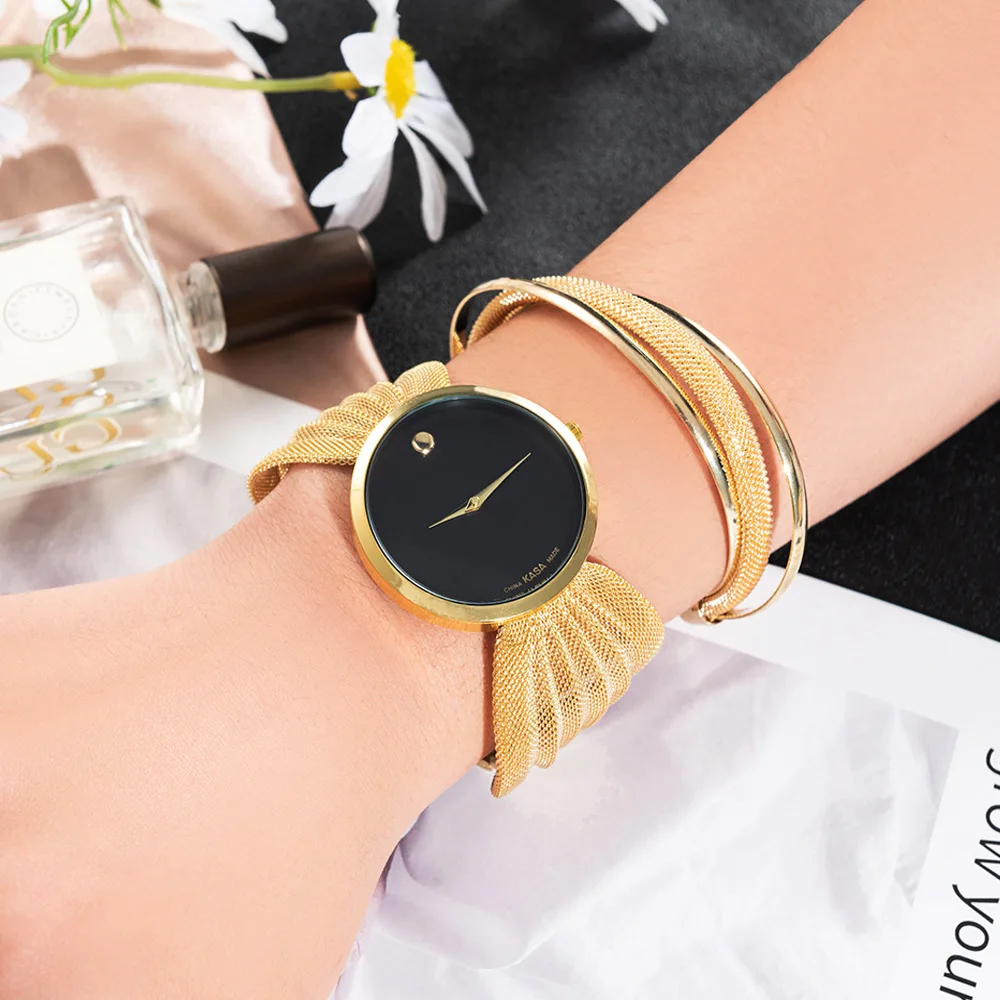 Top Trends: Fashion Simple Watch With Bracelet Set For Women Mesh Belt Luxury Bracelets Quartz Watch Gift Box For Women Ladies Drop Shipping Shoppable Styles