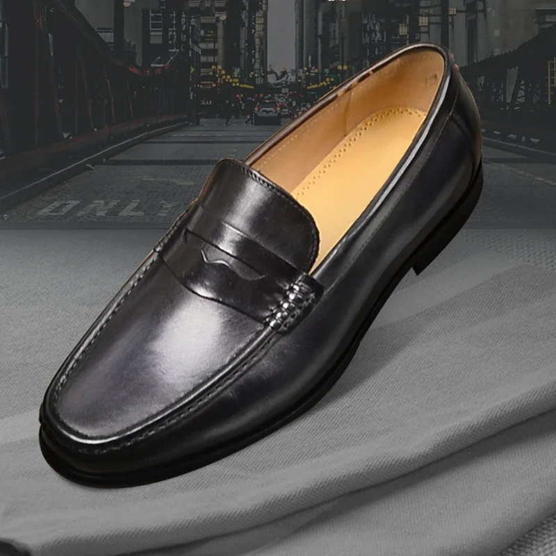 Top Trends: Luxury Men Penny Loafers Genuine Leather Slip On Black Casual Business Dress Shoes Mens Wedding Party Office Fashion Shoes New Shoppable Styles - Image 3