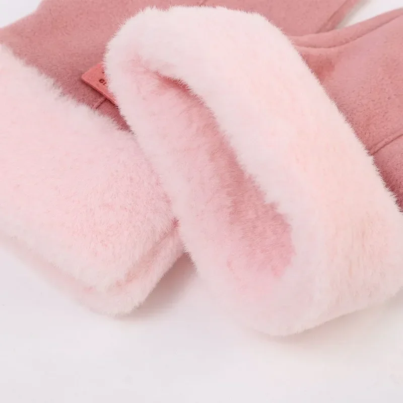 Top Trends: Cotton Suede Gloves Autumn Winter Women Girls Plush Thicken Warm Gloves Outdoor Cold-Proof Cycling Casual Gloves Elegant Gifts Shoppable Styles - Image 6