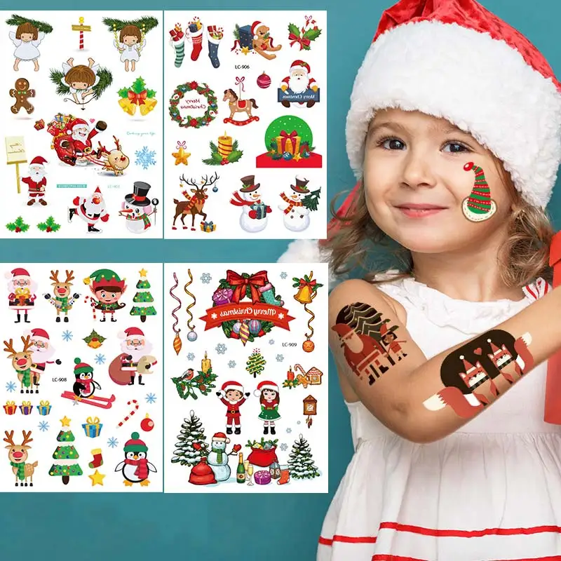 Top Trends: Christmas Tattoo Stickers For Kids Festival Tattoo Temporary Waterproof Body Art Face Hand Cartoon Stickers Fake Child Tattoo Shoppable Styles