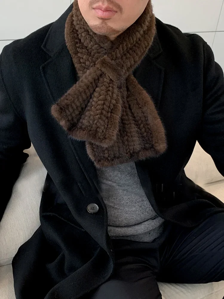 Top Trends: Men's Real Mink Fur Scarf Neckerchief Winter Warm Shawl Wraps Muffler Black Brown Shoppable Styles