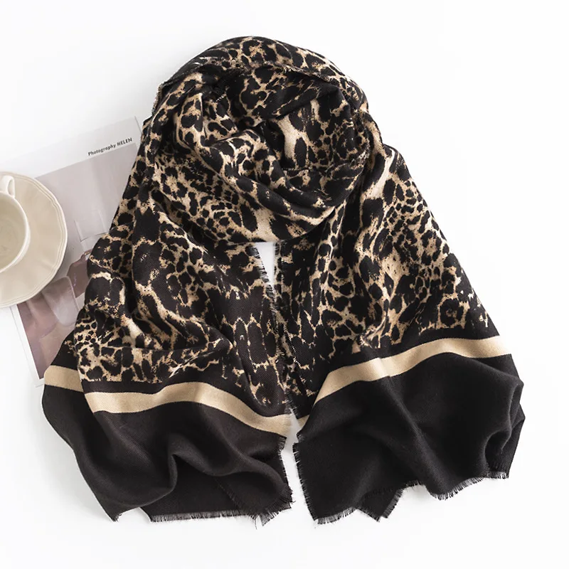 Top Trends: New Fashion Trend European American Street Style Winter Leopard Print Imitation Cashmere Cold Resistant Warm Women's Scarf Gift Shoppable Styles