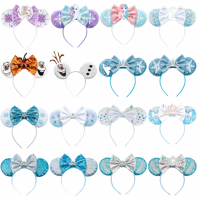 Top Trends: Disney Frozen Ear Headband Girl Olaf Bow Sequins Hairband For Women Elsa Princess Anna Headwear Kids Crown Hair Accessories Gift Shoppable Styles