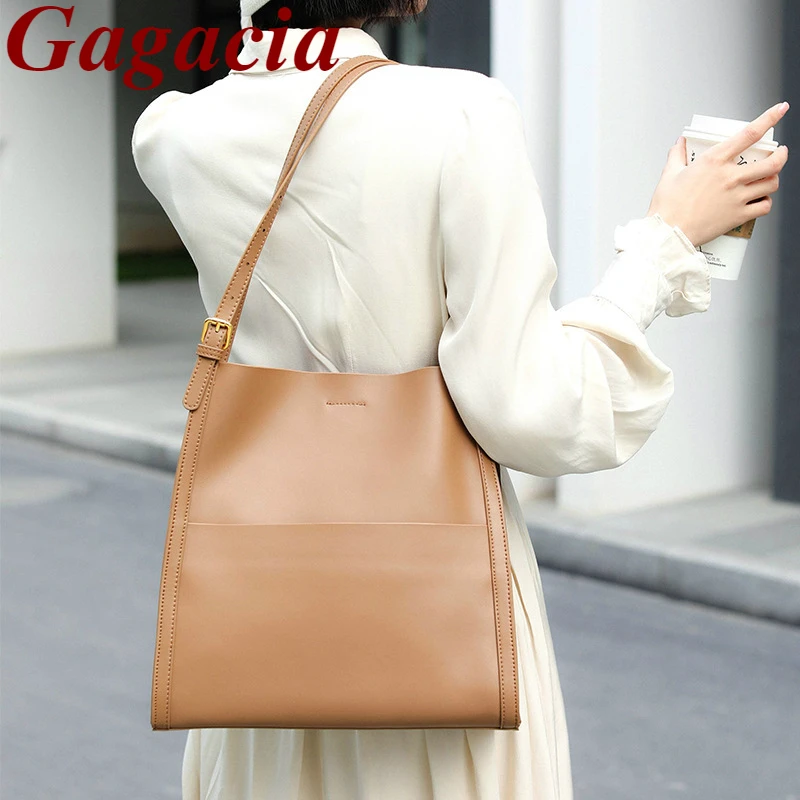 Top Trends: GAGACIA Genuine Leather Shoulder Bag For Women Luxury Designer Magnetic Buckle New High Quality Woman's Tote Bags Bucket Handbag Shoppable Styles