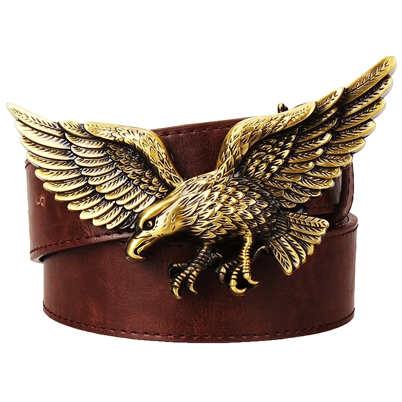 Top Trends: Cool Big Flying Eagle Belt Metal Buckle Raptor Hawk Pattern Fashion Men Leather Waistband Shoppable Styles