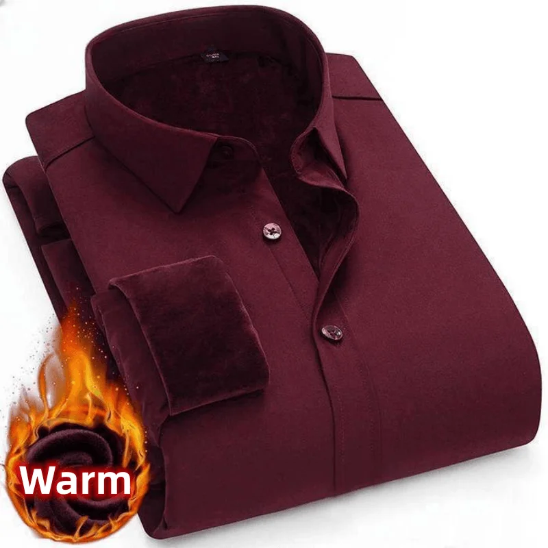 Top Trends: Autumn Winter Men's Slim Warm Smart Casual Fashion Long Sleeve Shirt Thick Warm Men's Business Casual High Quality Soft Shirt Shoppable Styles