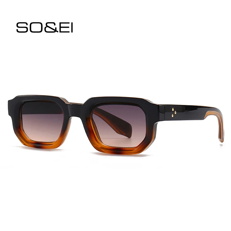 Top Trends: SO&EI Fashion Square Rivets Women Sunglasses Shades UV400 Retro Gradient Men Punk Sun Glasses Shoppable Styles