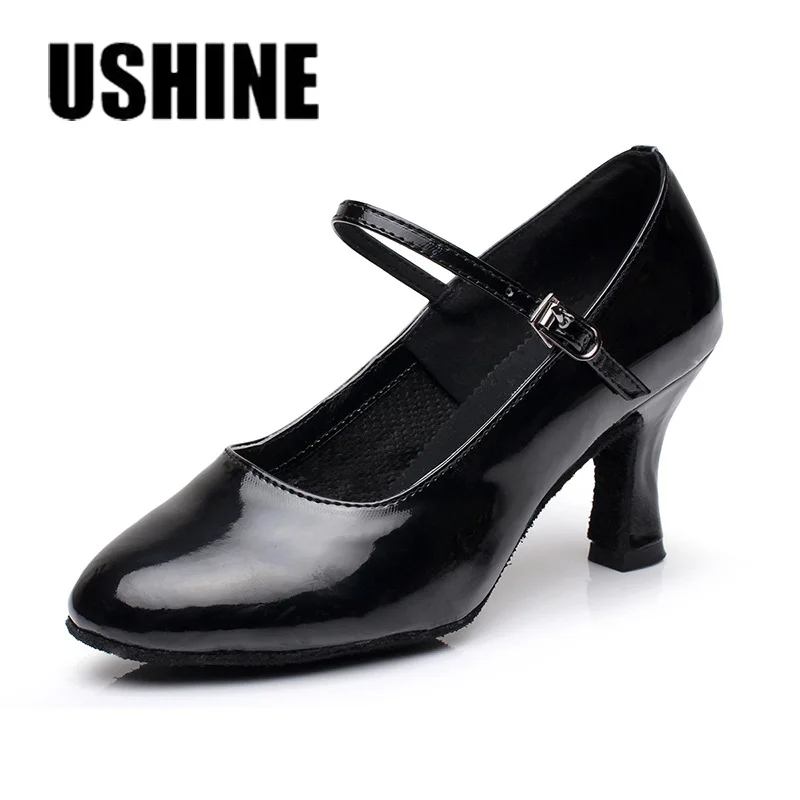 Top Trends: USHINE PU Heel 7cm Black Salsa Tango Latin Dance Shoes Woman Zapatos De Baile Latino Mujer Ballroom Shoes Shoppable Styles