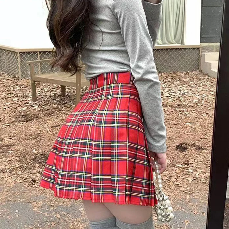 Top Trends: Without Shorts Pleated Skirts Women High Waist Plaid Mini Skirt Preppy Style A-Line Ladies Short Skirt Black White Sexy Skirts Shoppable Styles