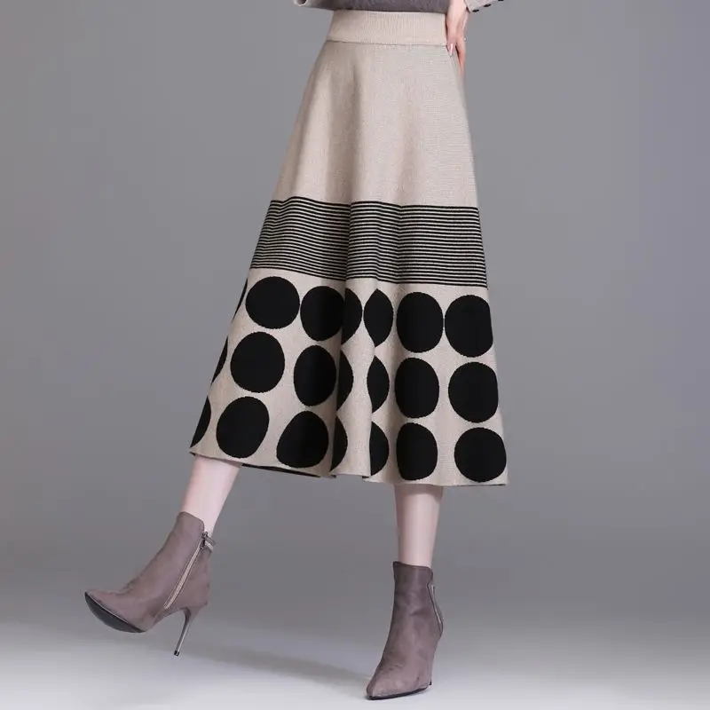 Top Trends: Winter Skirt For Women Knit Long Skirt Irregular Patchwork A-Line Empire Waist Autumn / Winter Fashion 2023 Collection Skirt Shoppable Styles - Image 2