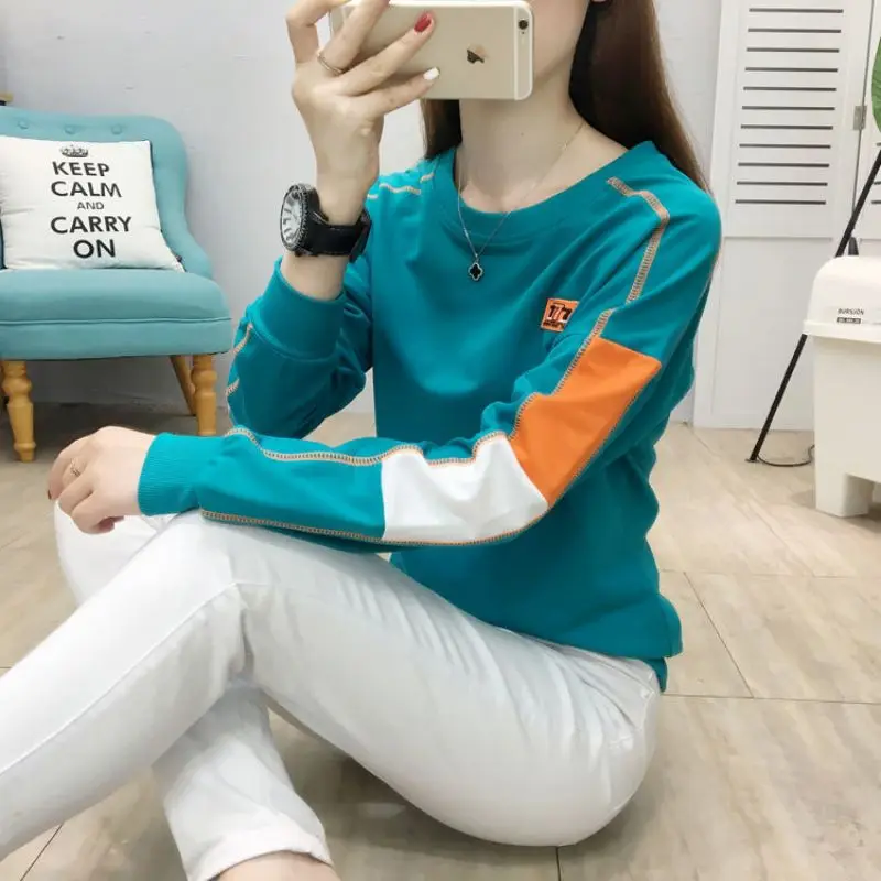 Top Trends: Fashion O-Neck Spliced Loose Korean Blouse Women's Clothing 2023 Spring New Casual Pullovers Long Sleeve All-match Shirt Shoppable Styles