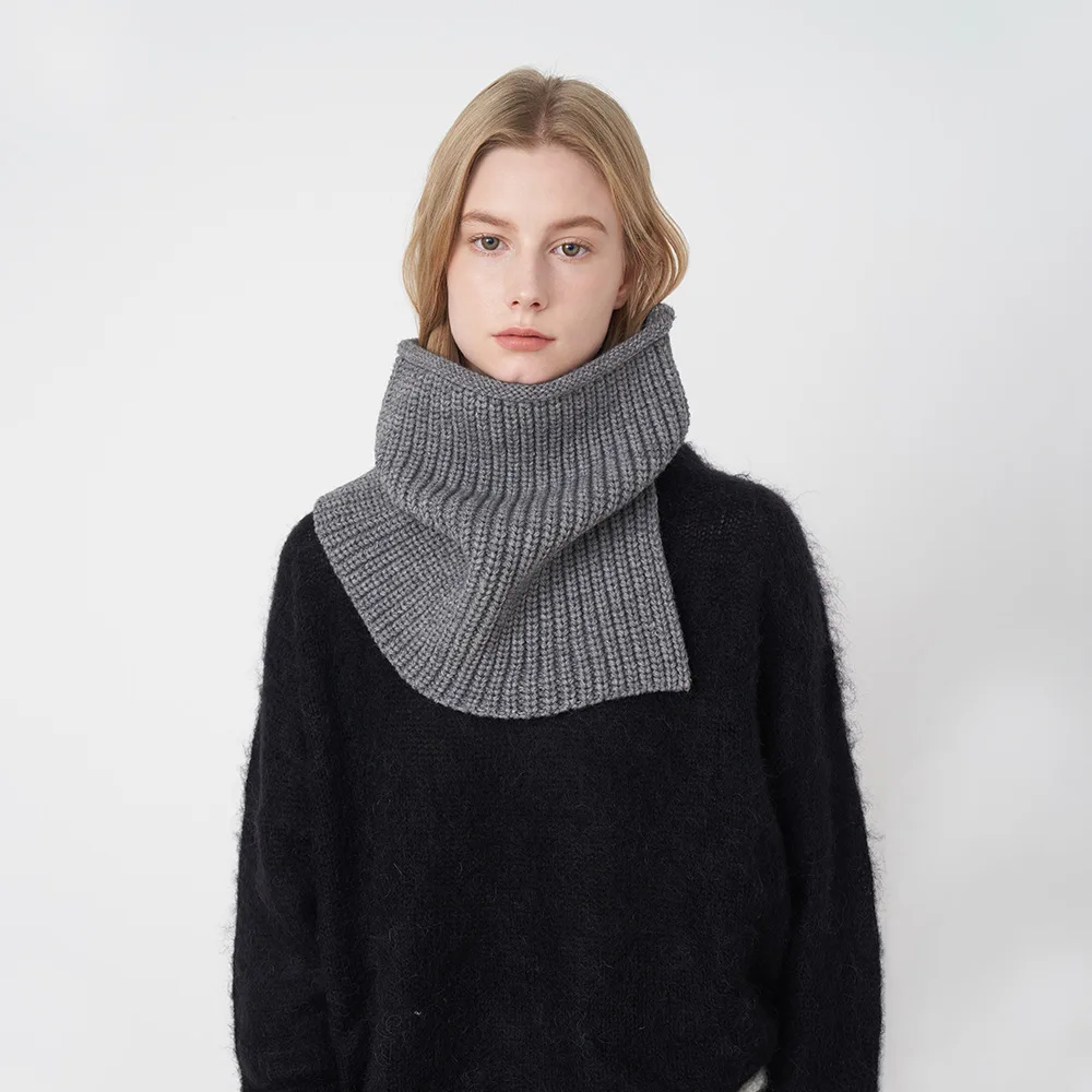 Top Trends: Fashion Solid Color Knitted Neckerchief Wear Open Warm Pile Collar Autumn Winter Cashmere Windproof Neck Scarf Women Shoppable Styles