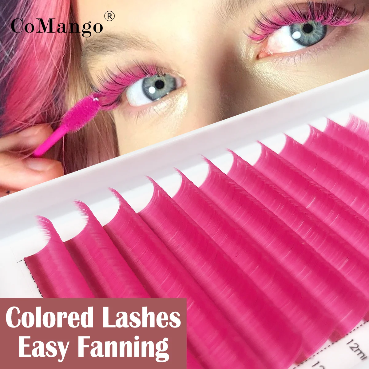 Top Trends: CoMango Color Lash Extension C / D Curl Easy Fanning Eyelash Extension Blue Purple Brown Pink Auto Fan Volume Lashes Shoppable Styles