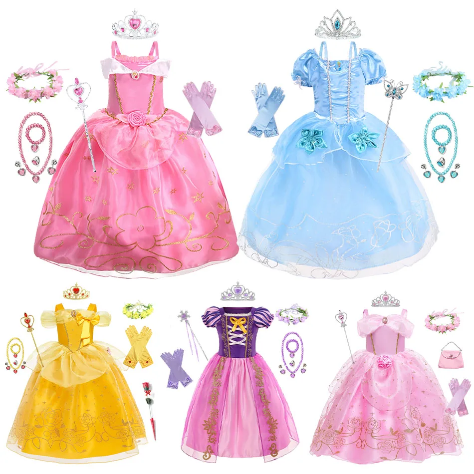 Top Trends: Kid Princess Dress Girl Summer Fancy Party Clothes Children Rapunzel Cinderella Belle Sleeping Beauty Christmas Carnival Costume Shoppable Styles