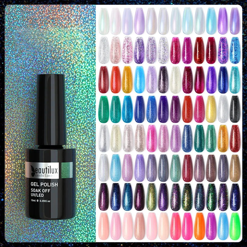 Top Trends: Beautilux Glitter Nail Gel Polish Semi Permanent Sequins Flakes Shiny Glossy UV LED Nails Art Design Gels Varnish Lacquer 10ml Shoppable Styles