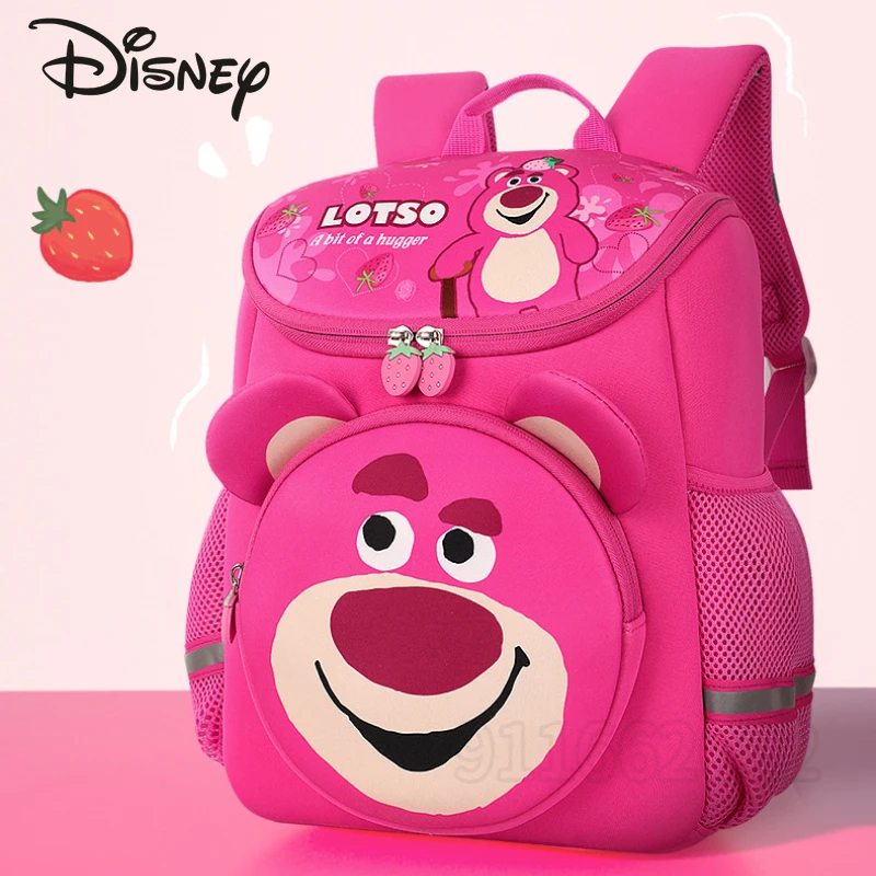 Top Trends: Disney Strawberry Bear Original New Girls Backpack Luxury Brand Girls&#039; School Bag Cartoon 3D Fashion Children Cute School Bag Shoppable Styles