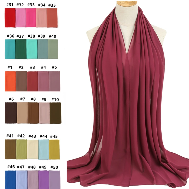 Top Trends: 2022 Women Scarf Bubble Chiffon Silk Feeling Hijab Solid Color Shawls And Wraps Headband Muslim S Neck Foulard Shoppable Styles