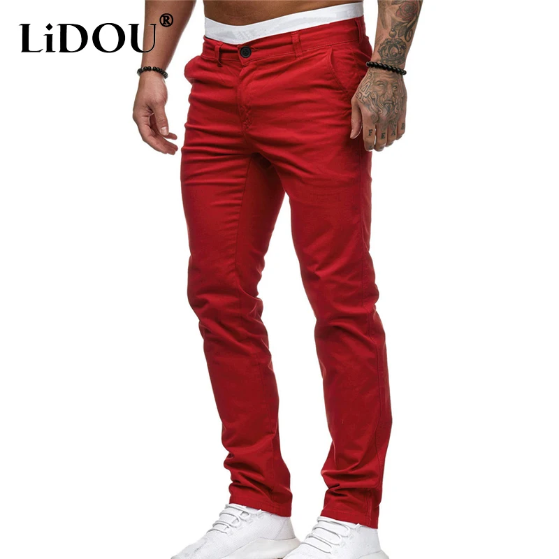 Top Trends: 2023 Spring Summer New Solid Color Fashion Zipper Button Pocket Pencil Pants Man Casual Slim Vintage All-match Street Trousers Shoppable Styles