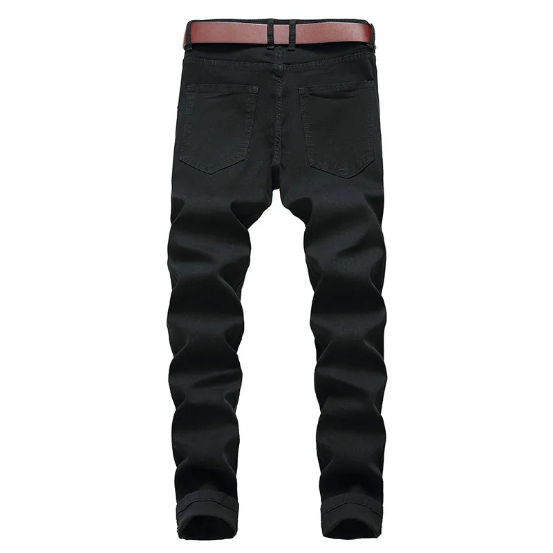 Top Trends: New Black Straight Hole Destruction Trousers Distressed Jeans Men Fashion Designer Stretch Casual Denim Pants Male Large Size Shoppable Styles - Image 2