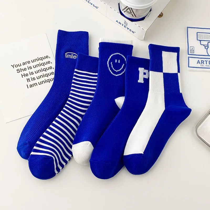 Top Trends: New Blue Socks Women In The Tube Socks Striped Letter Tube Socks Popular Style Men And Women Couples Stockings Shoppable Styles