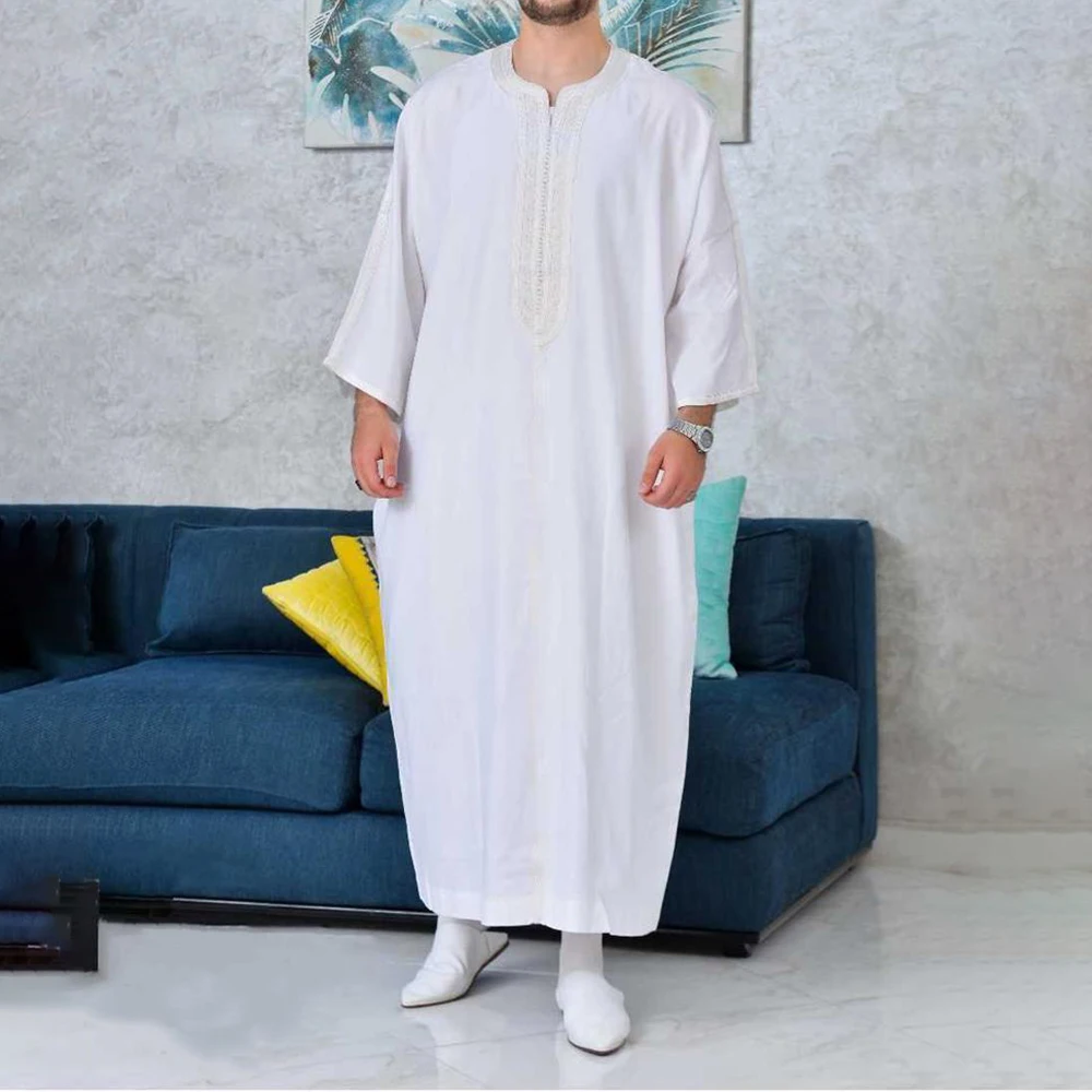 Top Trends: New 2023 Traditional Muslim Clothing Eid Middle East Jubba Thobe Men Thobe Arab Muslim Robes With Long Sleeves Gifts For Husband Shoppable Styles