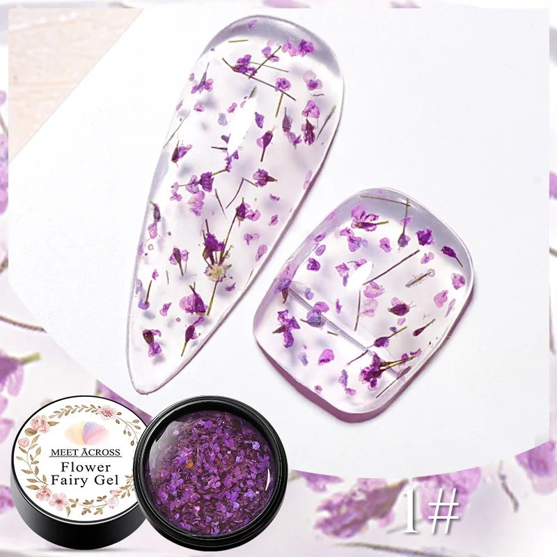 Top Trends: MEET ACROSS 5ML Dried Flower Gel Nail Polish Natural Flower Fairy Series Painting Gel Nail Soak Off UV Gel Nail Art Varnishes Shoppable Styles