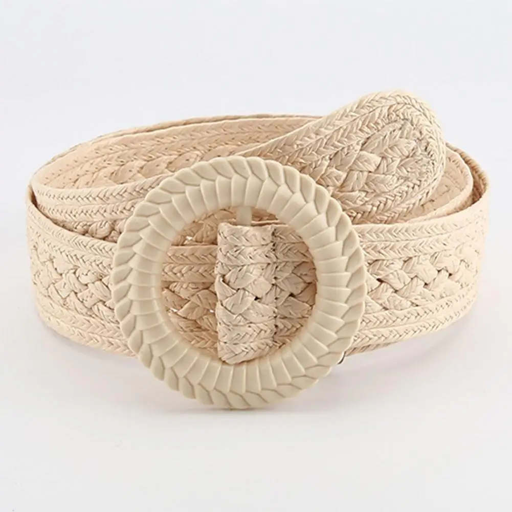 Top Trends: Women Belt Braided Round Buckle Plastic Ethnic Style Single Circle Waistband Fashion Accessory Shoppable Styles