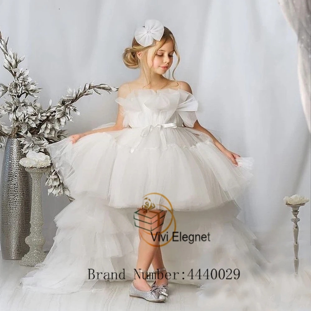 Top Trends: Ivory Flower Girl Dresses With Soft Tulle 2023 Tiered Sleeveless Wedding Party Gowns Belt Detachable Train فساتين للحفلات الراقص Shoppable Styles